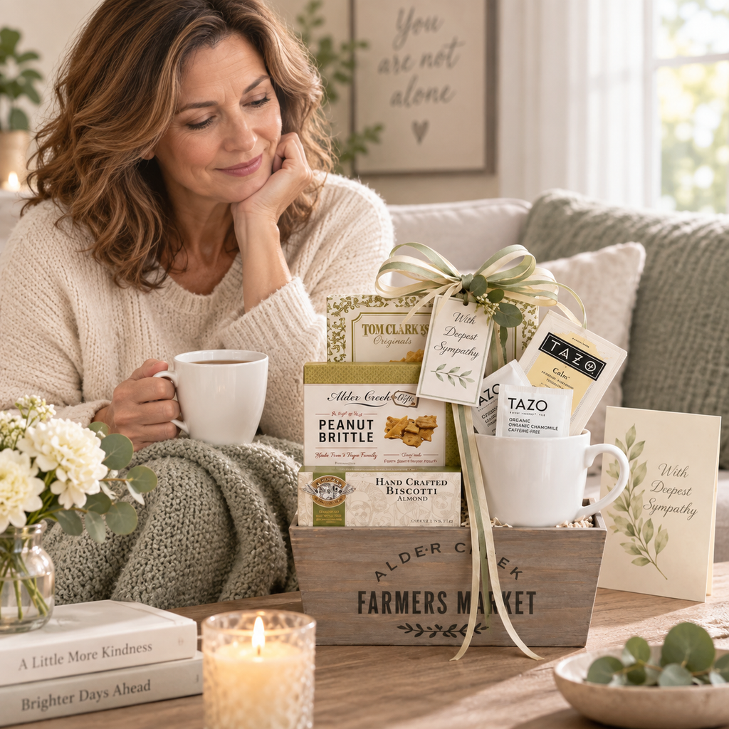 With Sympathy Tea Gift Basket