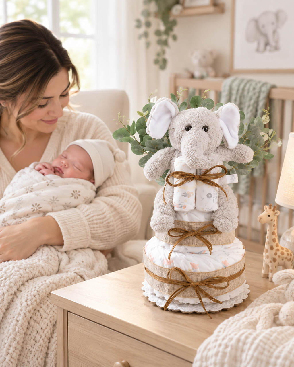 Wild About Baby Two-Tier Diaper Cake Gift Basket