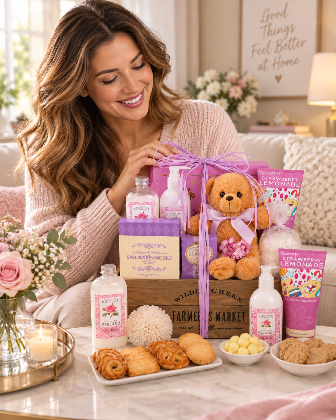 Pampered Rose Spa Gift Basket